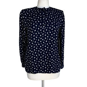 VALENTINO Women’s Size 8 Black Printed Silk Crewneck Vintage Blouse ITALY